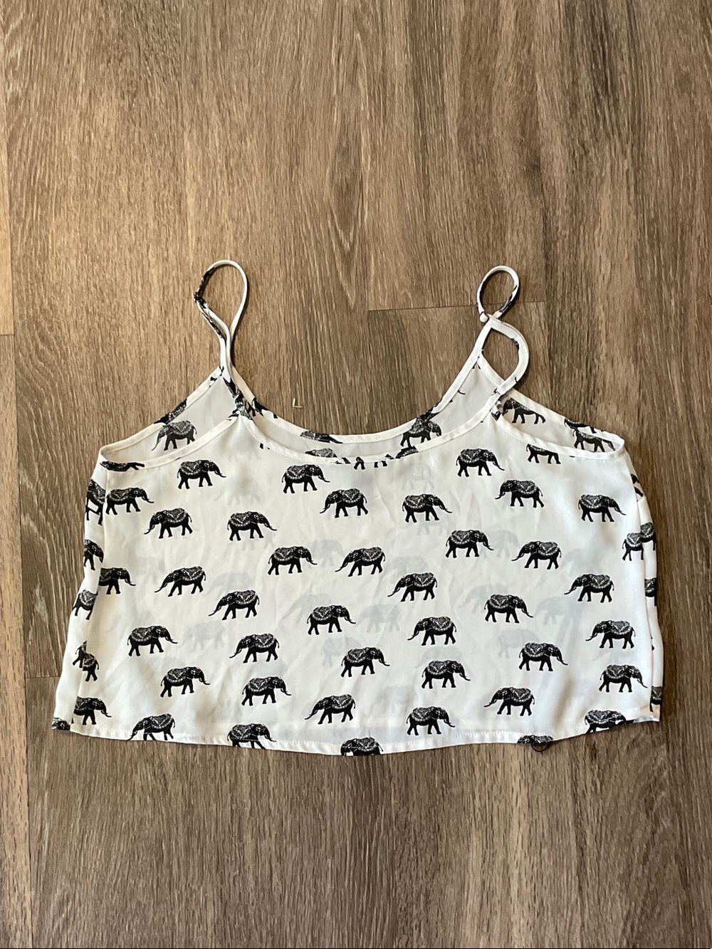 Forever 21 White Crop Top with Black Elephant Print